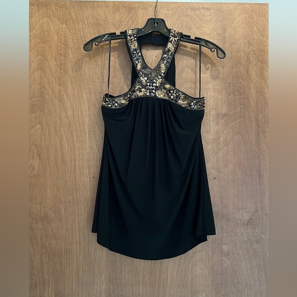 CACHE BLACK SEQUIN BEADED HALTER TOP - Picture 4 of 11